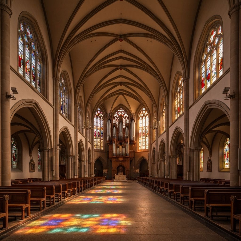 Grand church organ interior
